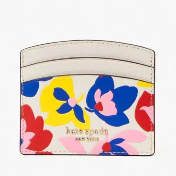 kate spade Spencer Summer Flower Embossed Cardholder with COA - Picture 1 of 9